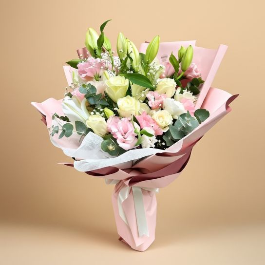 Gül Ve Lilyum Buketi