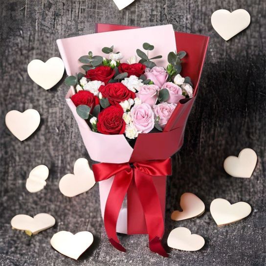 Kırmızı Gül ve Pembe Gül Buketi