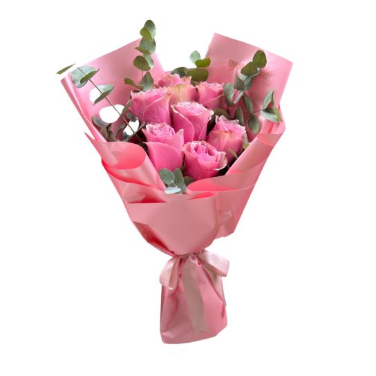 7 Pembe Gül Buketi